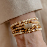 Daiiibabyyy  5Pcs Fashion Rice Beaded Bracelet Set For Women Y2K Ethnic Bohemian Stackable Elastic Bangle Charms Wrist Strap Jewelry Gift