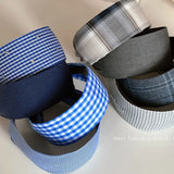 DAIIIBABYYY  -  Blue-gray plaid wide version headband sweet and fresh denim blue hairpin bag head going out daily versatile hairhoop