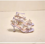 Daiiibabyyy  New Buckle Strap Women's Sandals Fashion Butterfly-knot Office and Career Brand Open Toe Summer Best Seller Heeled Sandals