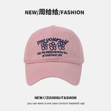 Daiiibabyyy  New Hats Sweet Cool Style Summer Sun Hats American Three Flower Baseball Cap For Women Korean Version Trendy Brand Hat For Men