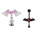 Daiiibabyyy Fashion Heart Shaped Wings Belly Button Rings For Women Girls Sexy Beach Zircon Navel Ring Drop Dangle Body Jewelry