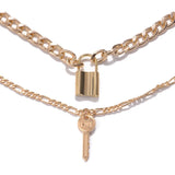 Daiiibabyyy Statement Lock Shaped Padlock Vintage Multi Layer Clavicle Chain Necklaces Pendants Fashion Accessories Jewelry