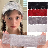 Daiiibabyyy  Korean Sweet Lace Floral Headband for Women Girls Solid Color Hair Hoop Washing Face Hairband Headwrap Fashion Girls Streetwear
