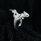 Daiiibabyyy Vintage Dark Dragon Opening Rings for Men Women Cute Animal Silver Color Metal Punk Fashion Finger Ring Fashion Jewelry Party