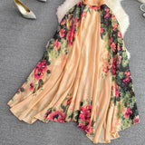 DAIIIBABYYY  -  Runway Floral Print Midi Long Dress Summer Women Sleeveless Vest Tank Chiffon Dresses Ladies
