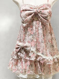 Daiiibabyyy  New Japanese Vintage Sweet Fairy Dress Women Chic Print Design Strap Dress Harajuku Lovely Casual High Street Retro Outfits
