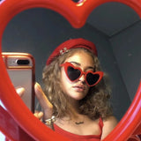 Daiiibabyyy  New Love Women's Sunglasses Fashion Trend Big Face Look Thin Girl Cute Design Sense Peach Heart Sunglasses