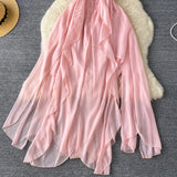 DAIIIBABYYY  -  Retro Ruffle chiffon halter off shoulder backless Dress asymmetrical Casual sweet High Waist evening Women Summer dresses