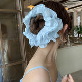 Daiiibabyyy  Summer new large pleated hair tie cream colored checkered multi layered hair tie coiled hair ponytail hair flower