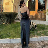 Daiiibabyyy High Quality Hot Selling Women Clothing 2024 Products Fashionable Elegant Sexy Backless Suspenders Solid Color Dresses Wholesale