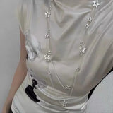 Daiiibabyyy  Minimalist Silver Color Matte Snake Bone Chain Necklace for Women Fashion Adjustable Long Sweater Chain Luxury Neck Jewelry