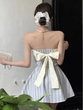 DAIIIBABYYY  -  Elegant Y2K Strapless Mini Dresses for Women Bow Patchwork A-line Birthday Party Dress Korean Fashion Prom Short Vestidos Mujer