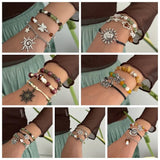 Daiiibabyyy  Exquisite Bohemian Beaded Bracelet Spiral Design Multi-Layer Ethnic Style Bracelet Butterfly Star Pendant Gravel Woven Bangle