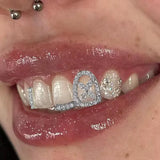 Daiiibabyyy  European And American Hollowed-Out Double-Layered Four-Leaf Clover Braces, A Popular And Stylish Hip-Hop Dental Accessory.
