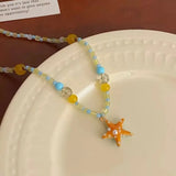 DAIIIBABYYY  -  Fashion Natural Stone Shell Collarbone Charm Starfish Conch Rice Bead Necklace Ladies Party Jewelry Gift