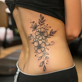 Daiiibabyyy  1Pc Washable Temporary Tattoo, Vivid Red Ink Flower Minimalist Design, Suitable For Daily Use