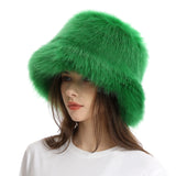 Daiiibabyyy  New autumn and winter plush imitation fox fur basin hat ski hat fisherman hat warm fur furry imitation fur women's hat