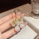 DAIIIBABYYY  -   New Simple Daisy Flower Pendant Hoop Earrings for Women Korean Sweet Cute Hanging Earrings Girl Wedding Party Jewelry Gifts