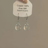 Daiiibabyyy  Light Luxury Rhinestone Crown Transparent Crystal Bead Earrings Niche Fairy Fashion Jewelry Women Holiday Daily Wearing