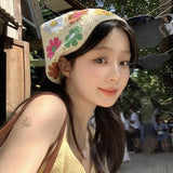 Daiiibabyyy  New Travel Photo Spring New Seaside Atmosphere Hook Flower Triangular Headscarf Women's Pastoral Style Flower Headband