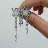 Daiiibabyyy  Y2K Heart Planet Drop Earrings for Women Harajuku Fashion Punk Girl Crystal Stars Earring 2025 Korean Trendy Party Jewelry Gifts