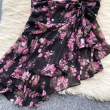 DAIIIBABYYY  -  Elegant sweet  asymmetrical print o-neck puff Sleeve Dress Vacation Slim Women Party mermaid summer dresses