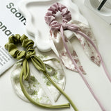 Daiiibabyyy  1PC Floral Scarf Scrunchies Set, Elegant Hair Accessories for Women, Chic Hair Ties for Daily and Party Wear