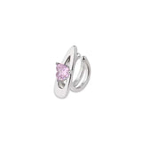 Daiiibabyyy  Fashion Shiny Pink Zircon Heart Hairpin Ear Clip for Women Punk Metal Geometric No Piercing Ear Cuff Aesthetics Y2K Jewelry