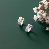DAIIIBABYYY  -   New Simple Daisy Flower Pendant Hoop Earrings for Women Korean Sweet Cute Hanging Earrings Girl Wedding Party Jewelry Gifts