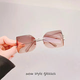 Daiiibabyyy  European American Style Sunglasses Female Fashion Stylish Big Size Rimless Women Sun Glasses UV Protection Outdoor Sunglass
