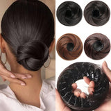 Daiiibabyyy  Synthetic Chignon Wig Hair Bun Extensions Retractable Bun Hairpiece Straight Donut Chignon Updo Hair for Women All Occasions Use