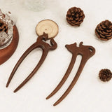 Daiiibabyyy  Elegant Wood Wooden Hair Stick Vintage Style Handmade Craft Hanfu Hairpin Cat Flower Rabbit Deer Chinese Style Hairpin Women