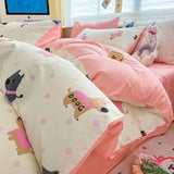 DAIIIBABYYY  -  Bedding Class A All Cotton Face Mask Dormitory Skin friendly Fresh Bed Sheet and Quilt Cover Pure Cotton Four piece Set Three