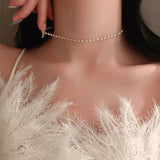DAIIIBABYYY  -  Elegant White Imitation Love Splicing Pearl Choker Necklace Big Round Pearl Wedding Necklace for Women Charm Fashion Jewelry