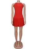 Daiiibabyyy  Stripe Slimming Sexy Chic Mini Dresses for Women Round Neck Sleeveless High Waist Temperament Dress Female Fashion Style