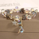 Daiiibabyyy  Fashion Purple Crystal Bead Bracelet For Women Exquisite Shiny Zircon Pentagram Pendant Bracelet Wristband Jewelry Gift