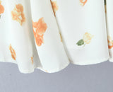 Daiiibabyyy  Retro White Flower Bow Ruched Chest Lace Slash Collar Satin Mini Dress Women Short Puff Sleeve Low Waist Swing Dresses Robe