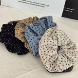 DAIIIBABYYY  -  Autumn Winter New Style Corduroy Floral Scrunchies Oversized Velvet Black Hair Ties Ropes Women Young Girls Elegant Hair Bands