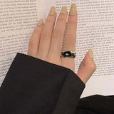 Daiiibabyyy  Fashion Silver Color Star Open Rings for Women Men Simple Zircon Irregular Adjustable Wide Couple Rings Party Jewelry Gifts