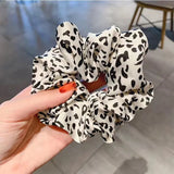 DAIIIBABYYY  -  Korean Fashion Leopard Plaid Scrunchies Simple Elegant Black White Dots Hair Ties Ropes Women Rubber Band Preppy Chic Headwear