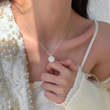 Daiiibabyyy New 925 Sterling Silver Relief Round Enamel Tulip Flower Pendant Dazzling Necklace For Women Wedding Gift Fine Jewelry NK186