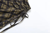 DAIIIBABYYY  -  New Women's Solid Color Slim Fit Street Fashion High Waist Bag Hip Plaid Skirt