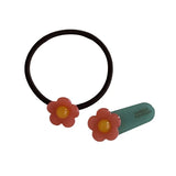 DAIIIBABYYY  -  Korean Style Acetate Fresh Girl's Age-Reducing Color-Blocking Flower Hair Band Ball Hair Tie Hair Band New Rubber Band