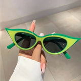 Daiiibabyyy  Personalized Small Frame Cat Eye Sunglasses for Women Fashionable Color Blocking Trend UV Resistant Sunglasses