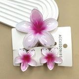 DAIIIBABYYY  -  3Pcs Sweet Colorful Plumeria Flower Shark Clip Hair Claw Bohemian Ponytail Clip Plastic Hairpin Barrette Summer Hair Accessories