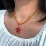 Daiiibabyyy  Ocean Style Glass Starfish Pendant Rope Chain Necklace Bohemian Fashion Jewelry Summer Vacation Daily Wearing
