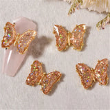 Daiiibabyyy 4PCS Aurora Sequin Resin Butterfly Ice Transparent Crystal Rhinestone Sparkling Nail Diamond Ornament Nail Art Decorations
