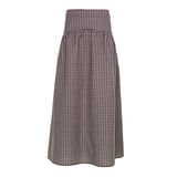 Daiiibabyyy  French Vintage Long Skirt For Women Casual Low Waist Plaid A Line Skirt Spring Summer Daily Commute Holiday Outfit Trend