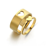 Daiiibabyyy  New Arrival Trendy Stainless Steel Bat Couple Rings for Women Men Punk Opening Hip Hop Rock Finger Jewelry Set Gift Colorfast