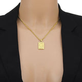 Daiiibabyyy Initial Pendant Necklace for Women Simple Stainless Steel Cuba Link Charm Letter Square Necklace Men Jewelry Couple Gift